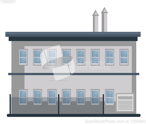 Image of Cartoon white building with blue roof vector illustartion on whi