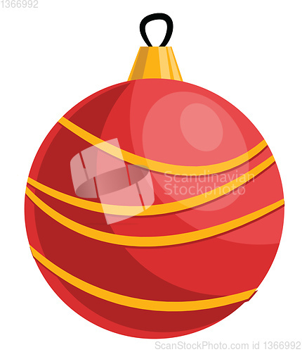 Image of Red and yellow christmas decoration ball vector illustration on 