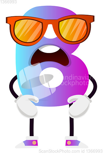 Image of Purple letter B with sunglasses vector illustration on white bac