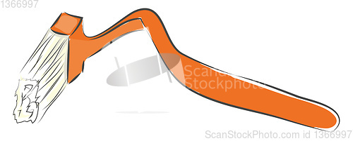 Image of Vector illustration of a orange toilet brush white background