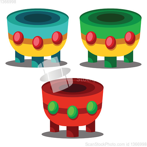 Image of Colorful drums for Chinese New Year celebration vector illustrat