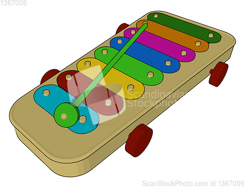 Image of A toy glockenspiel cartoon vector or color illustration