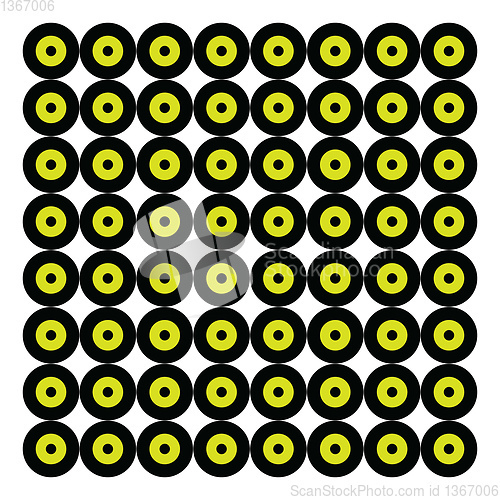 Image of Black and yellow disks vector or color illustration