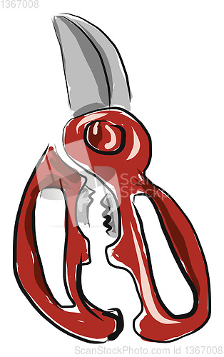 Image of A brown scissor, vector color illustration.