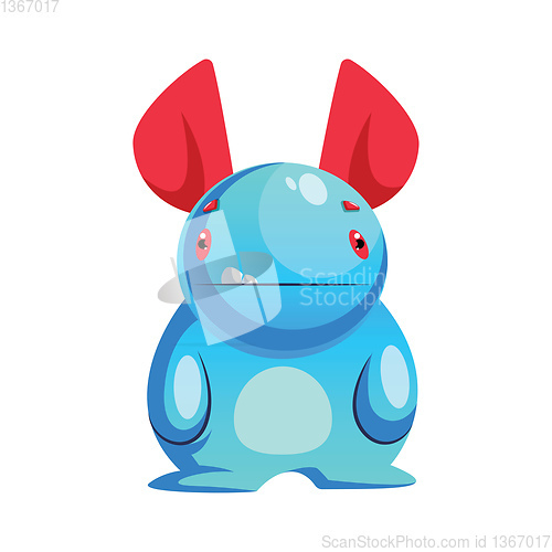 Image of Vector illustration of confused blue monster character with huge