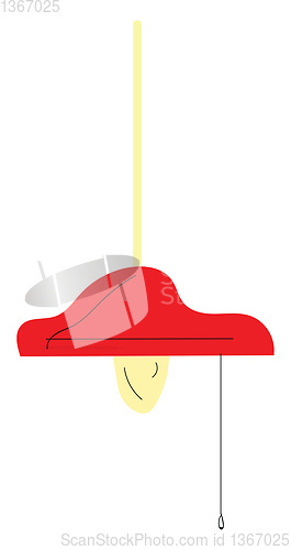 Image of Red lamp with lit bulb vector illustration on white background