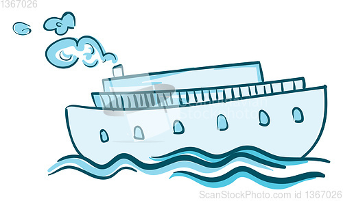 Image of A blue steam ship vector or color illustration