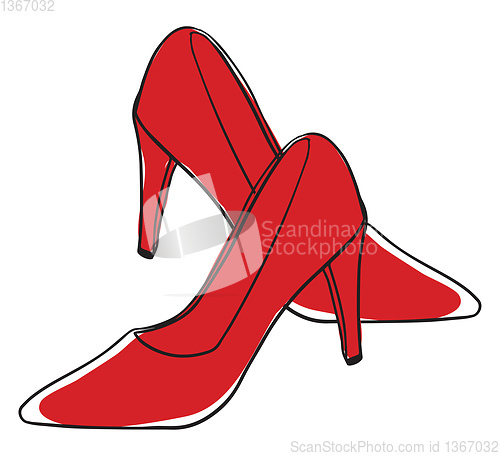 Image of Clipart of a pair of red-colored shoes vector or color illustrat
