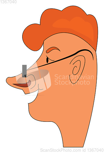 Image of Caricature of ginger boy smilling vector illustration on white b