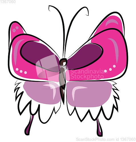Image of Painting of a cute butterfly in pink color vector color drawing 
