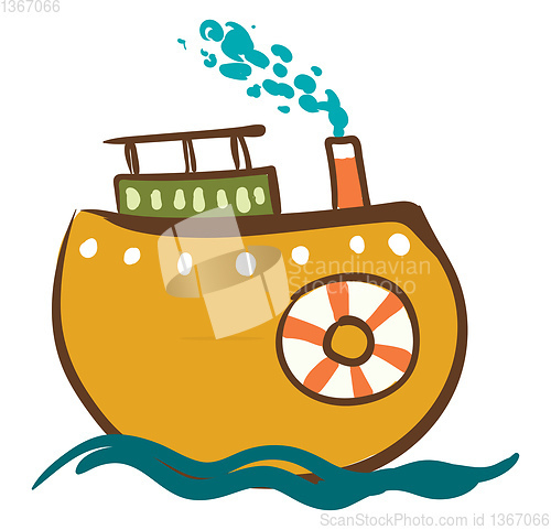 Image of Stem ship with life preserver vector or color illustration