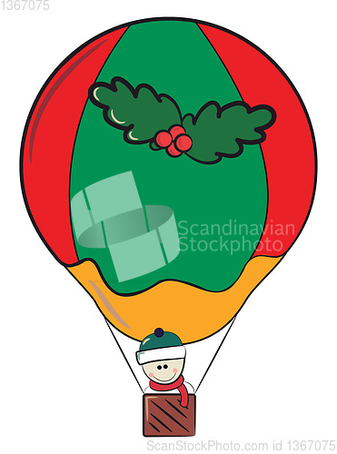 Image of Snowman on Christmas air balloon vector or color illustration
