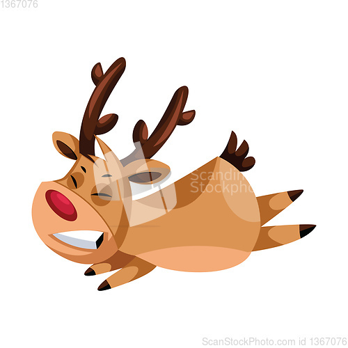 Image of Smilling christmas deer flying around vector illustration on a w