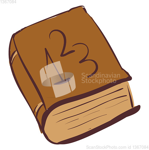 Image of Brown thick math book vector illustration on white background 