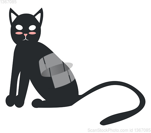 Image of Black cat with long tail vector or color illustration