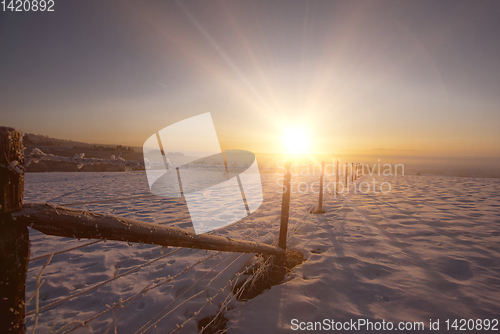 Image of winter landscape during sunset