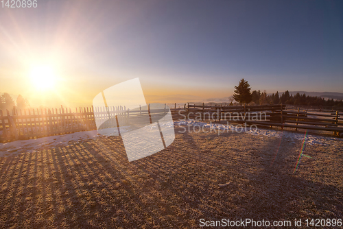 Image of winter landscape during sunset