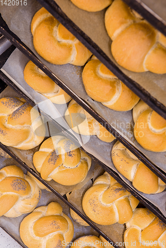 Image of bread bakery food factory production with fresh products