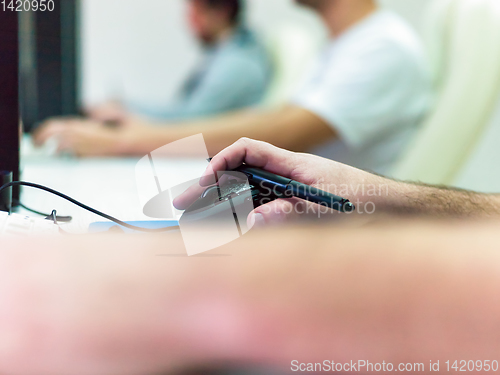 Image of Closeup of Graphic Designer Working at Workplace