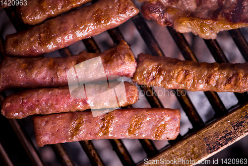 Image of delicious grilled meat on barbecue