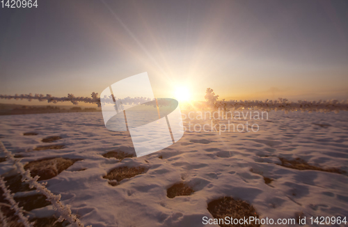 Image of winter landscape during sunset