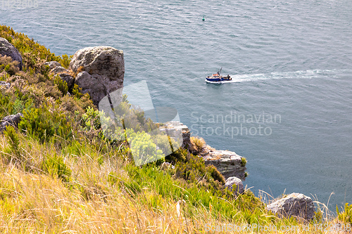 Image of boat in the sea aerial view