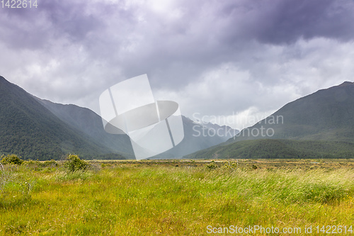 Image of dramatic landscape scenery Arthur\'s pass in south New Zealand