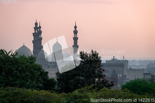 Image of The two mosques Al-Rifa\'i and Sultan Hassan in Cairo Egypt