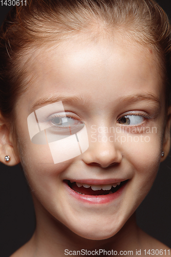 Image of Close up portrait of a little emotional girl