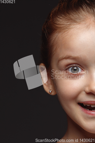 Image of Close up portrait of a little emotional girl