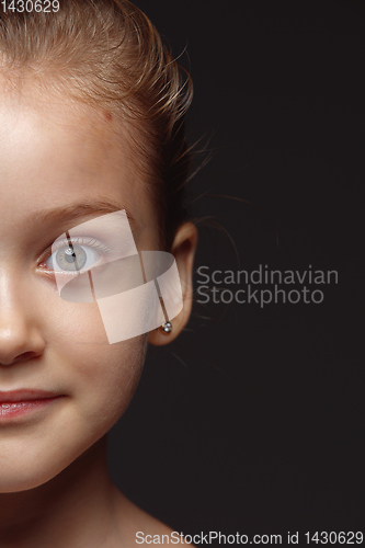 Image of Close up portrait of a little emotional girl