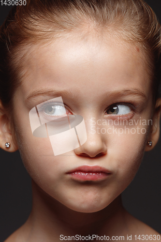 Image of Close up portrait of a little emotional girl