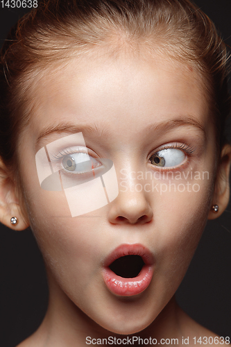 Image of Close up portrait of a little emotional girl