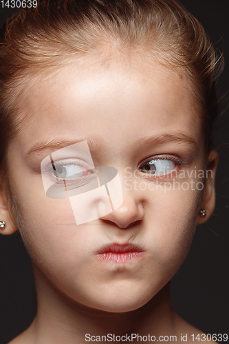 Image of Close up portrait of a little emotional girl