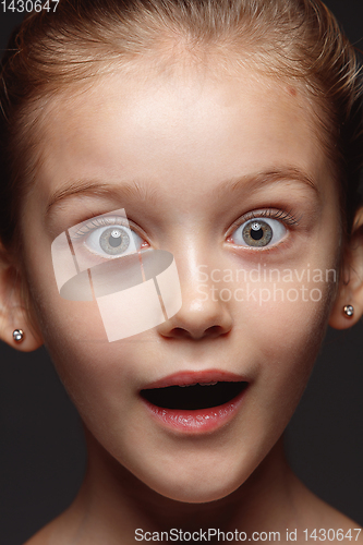 Image of Close up portrait of a little emotional girl