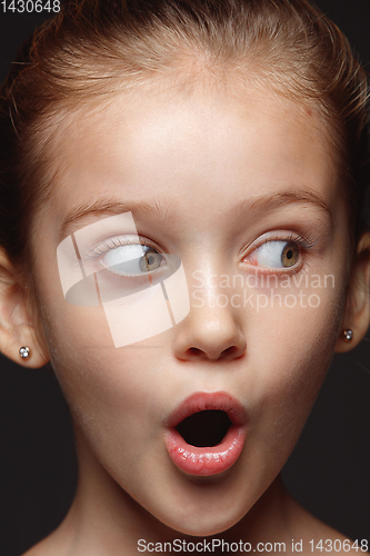 Image of Close up portrait of a little emotional girl