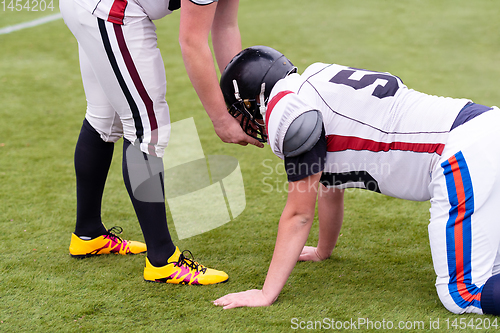 Image of professional american football players training