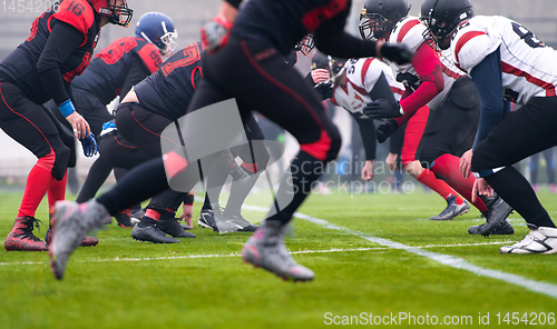 Image of training match of professional american football players