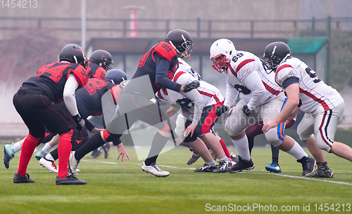 Image of training match of professional american football players