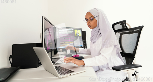 Image of afro american modern  muslim woman