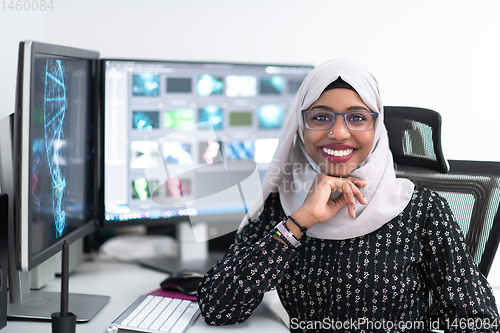 Image of afro american modern  muslim woman