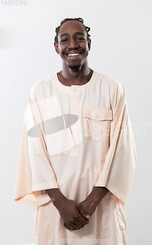 Image of handsome african black man in traditional  clothes