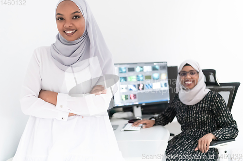 Image of afro american modern  muslim woman