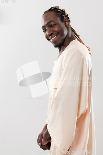 Image of handsome african black man in traditional  clothes