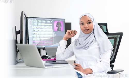 Image of afro american modern  muslim woman