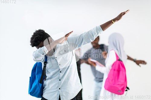 Image of young  african students modern dancing