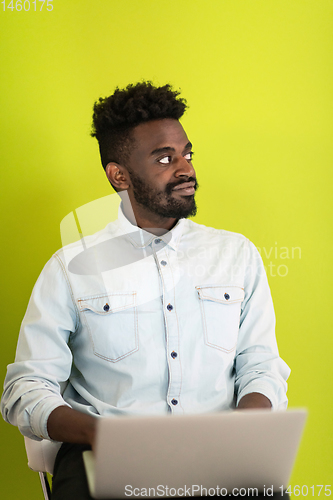 Image of African student using laptop computer