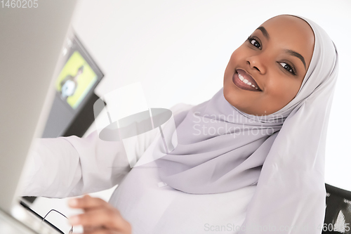 Image of afro american modern  muslim woman