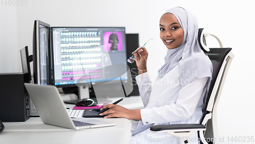 Image of afro american modern  muslim woman