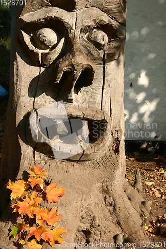 Image of Sculpture in a forest in autumn in Denmark